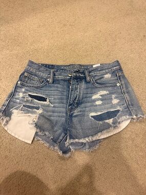 American Eagle Outfitters Light Blue Distressed Denim Shorts